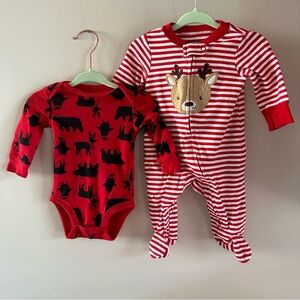 Carters Holiday Baby Onsies 3m